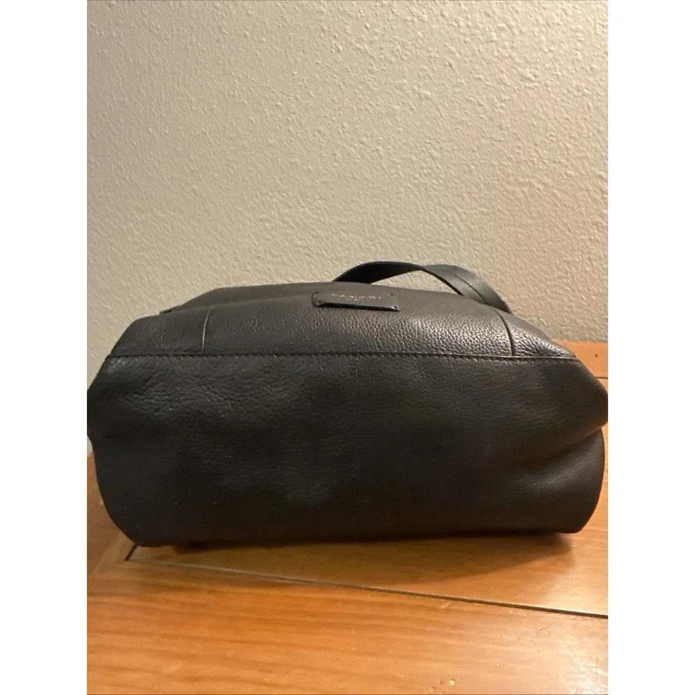Tahari ASL Black Pebbled Leather Slouchy Hobo Shoulder Bag Adjustable Strap